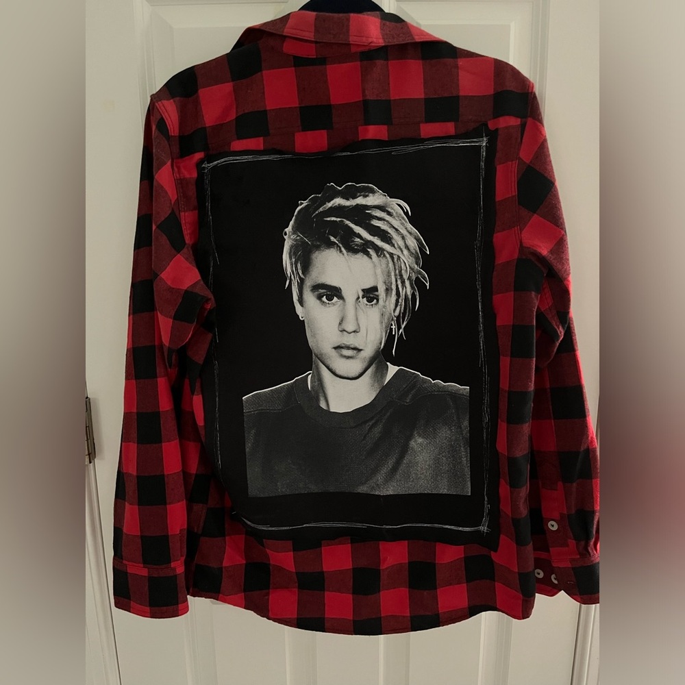 Custom Justin Bieber Black and Red Flannel